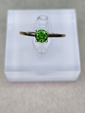9kt Gold Russian Chrome Diopside Solitaire Ring Certified Size O (1.56g)