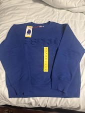 Esprit Mens Blue Solid Crew Neck Logo Pullove...