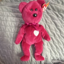 Ty Beanie Babies Valentino Red Bear Plush White Heart w/ Hang Tag (1993)