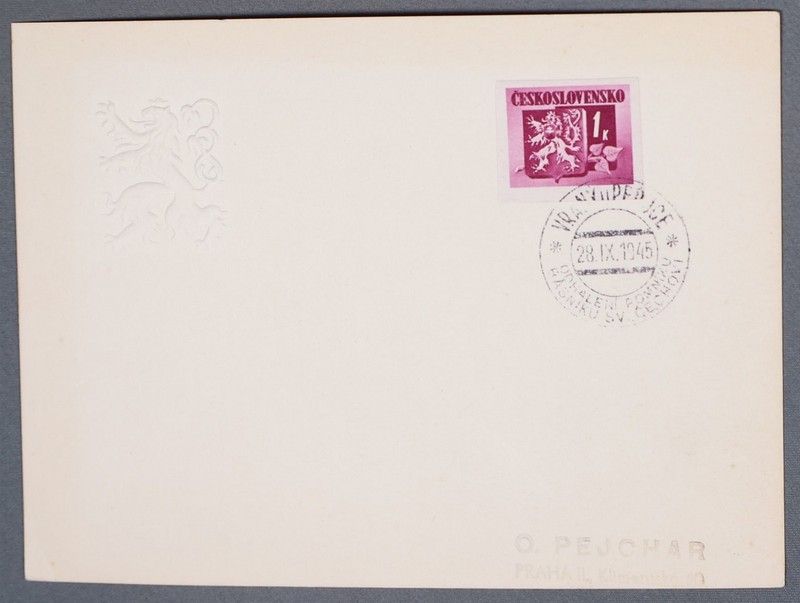 MayfairStamps Czechoslovakia 1945 Coat of Arms embossed & Stamp 1K Cover aaz_900