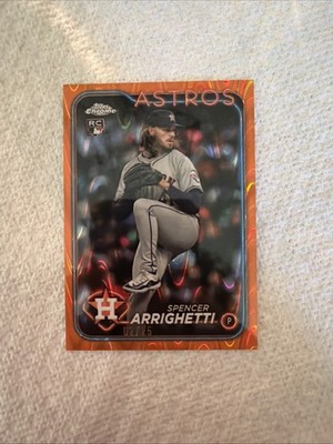 2024 Topps Chrome Update Ray wave Color Match  Spencer Arrighetti Orange #/25 RC