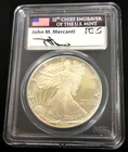 1986 $1 AMERICAN SILVER EAGLE PCGS MS69 MERCANTI SIGNED FLAG LABEL low price$125