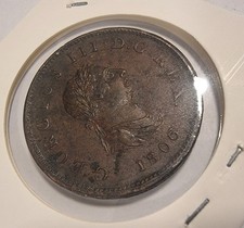 1806 Half Penny George III coin. Good collectable condition.  Halfpenny. Carded
