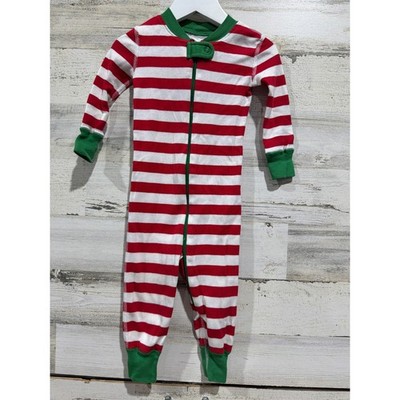 Hanna Andersson Sleeper Boys 12-18M Red White Striped Organic Cotton Holiday EUC