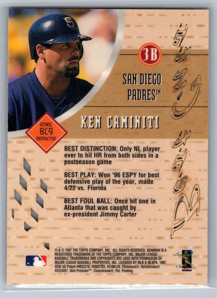 1997 Bowman Best - Best Cuts Atomic Refractor Ken Caminiti #BC9 - NM-MT - Image 2 of 2