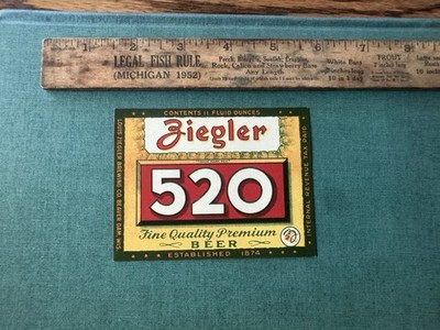 ZIEGLER 520 IRTP 11 OZ BEER LABEL-ZIEGLER BRG.,BEAVER DAM,WIS