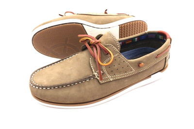 Boat shoes men's sailing shoes beige nubuck real leather deck shoes 2 eye moccasins