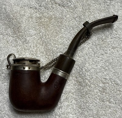 Vintage Antique BBK Tobacco Pipe Swiss Made Briar Hinged Lidded Curved