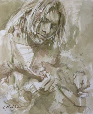 GERRY MILLER-''Kurt''. Watercolour Painting. 21x26cm.Ohne Rahmen.