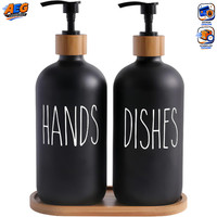 Seifenspender Set Schwarz Matt 475Ml Mit Tablett FüR Badezimmer KüChe