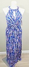 Eliza J Womens Size 10 Halter Neck Dress Pink, Blue, Black Desk to Dinner Dress