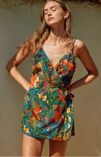 Dress Forum Floral Tropical Fiesta Sleeveless Romper S, M, L NWT Side Tie V Neck