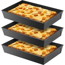 RimCereal 3 Pcs Detroit Style Pizza Pan 10 x 14 x 10 x 14 x 2.36 Inch, Black 