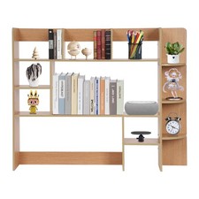 Desktop Bookshelf Storage Organizer Computer Desk Shelf Display Rack Wood Color