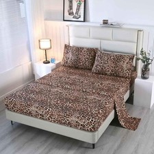 SDY 4PCS Leopard Bedding Sheets Queen Size Print Sheet Queen,