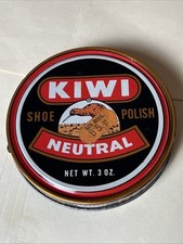 Vintage KIWI SHOE POLISH 3oz TIN NEUTRAL Empty 4  Collectible Advertising