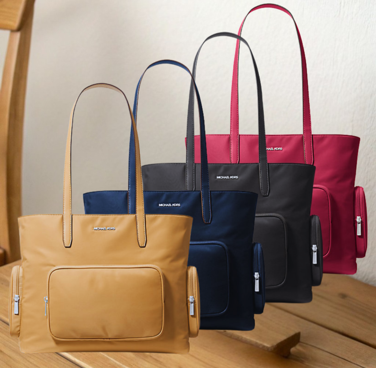 バッグ 547kkk Michael Kors Khai Women Large Nylon Multifunction Zip Pocket Tote