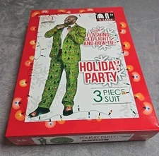Dec 25th Men's Holiday 3-Piece LED Light Up Suit Set, Green, Batteries Included