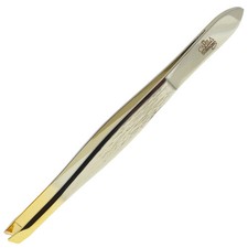 3.5" Gold Plated Slanted Tip Tweezers
