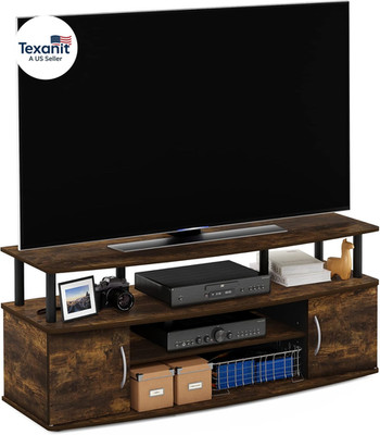 Jaya Entertainment Center Stand Unit/Tv Desk for up to 55 Inch, Amber Pine/Black