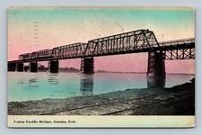 Vintage 1911 Union Pacific Bridge Omaha Nebraska Postcard Scenic View