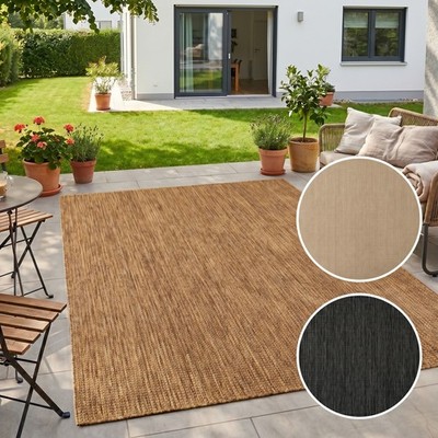 Homebyhome Outdoor Teppich Balkon Terrasse Wetterfest Einfarbig Flachgewebe