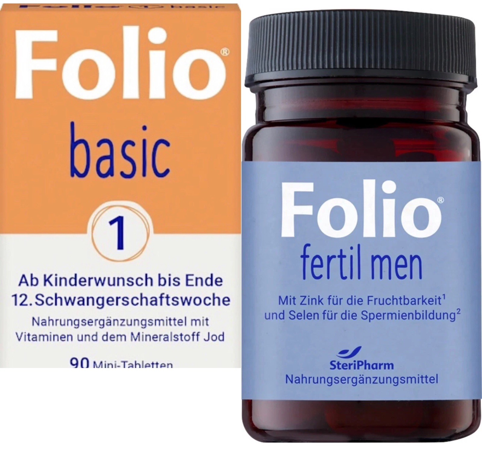 Folio Fertil Men et Folio Basic compléments pour la fertilité masculine 60 comprimés