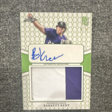 Leaf Barrett Kent Patch Autograph Serial Numbered 6/10 Baseball Card
