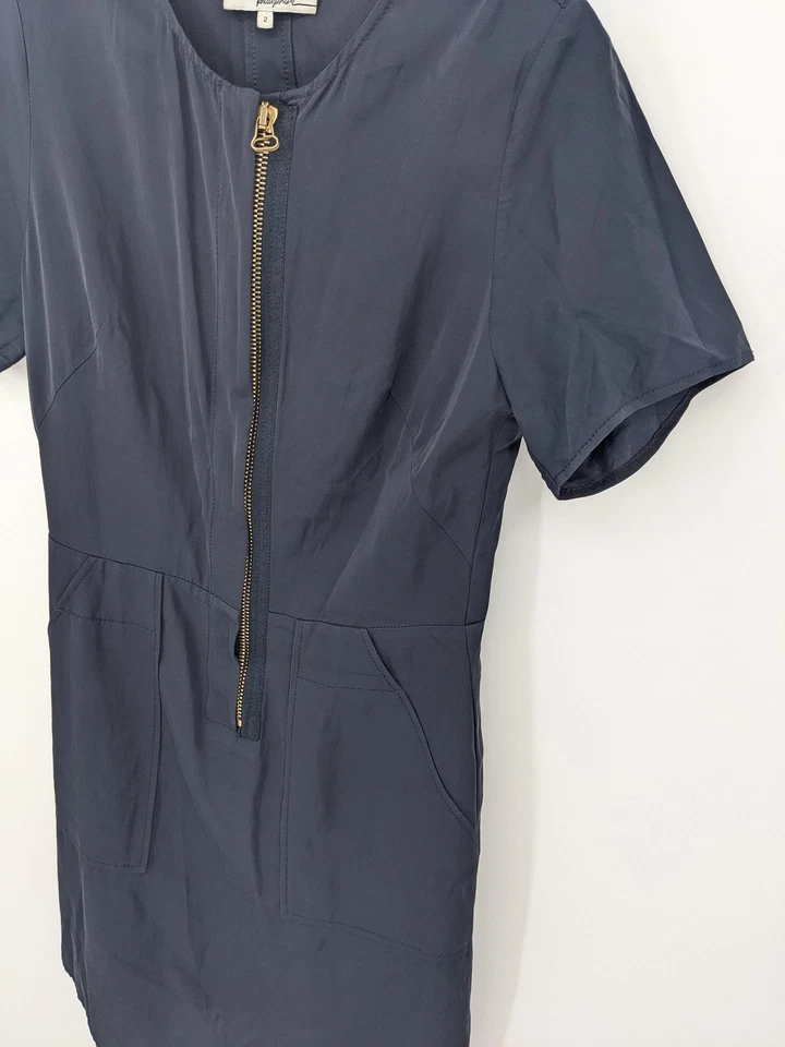 Vestido 3.1 Phillip Lim Mujer 2 Azul Marino Mini Cremallera Bolsillo Utilitario Moderno Náutico Foto 2 de 4