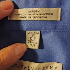 Geoffrey Beene Men's Sateen Blue Dress Shirt-Large