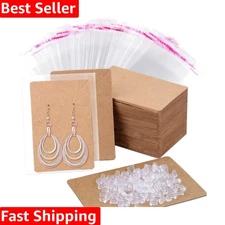 Versatile 100 Earring Display Cards in Kraft Paper with Securing Backs & Bags