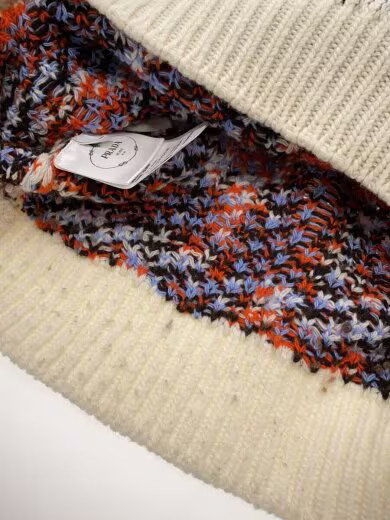 PRADA 22AW Neck Logo Cashmere Blend Sweatshirt Size 42 Wool IVO Print P26474 S22 thumbnail 7