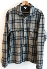 ARKET Mens Heavyweight Wool Blend Plaid Overshirt Shacket Grey EUR 52 Large