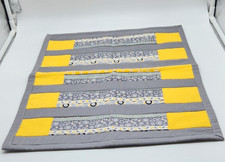 Hand Made Quilted Table Runner/ Topper Yellow and Gray 21 x 16.5"