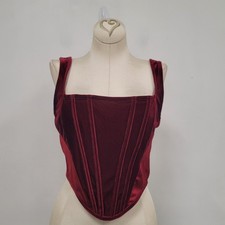 Cider Red Corset Top Size M Basque Waist Velvet Whimsigoth Vamp Renaissance