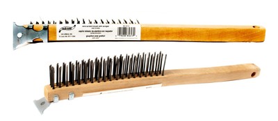 S.M. Arnold Wire Scratch Brush Steel Bristle Scraper Hardwood Handle 14in 85-613