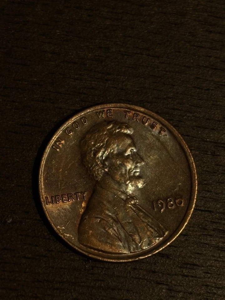 1980-D Lincoln Cent, used double die error. Rim, Obverse, and reverse. - Image 3 of 4