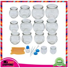 14 Piece Professional Glass Cupping Therapy Set for Back Massage and Fatigue