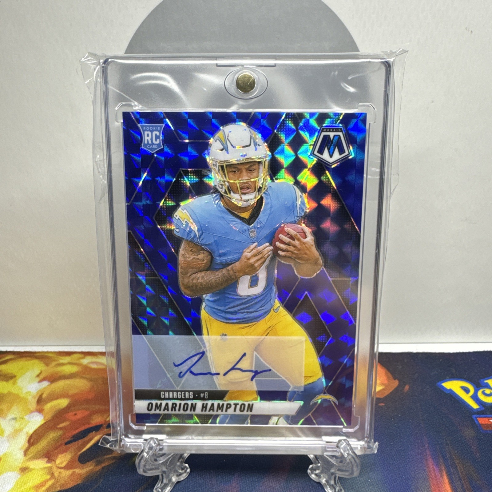 OMARION HAMPTON Rookie Auto Blue Prizm 02/99 2025 Panini Mosaic Football #335