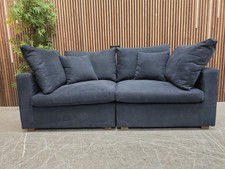 Sofa.com Long Island Slim 2.5 Seater Sofa In Midnight Brushed Linen Cotton