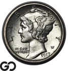 1917-S Mercury Dime Sharp Strike, Gem BU++ FSB, Full Split Bands Better Date