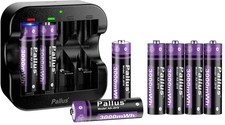 8Pack Pallus 1.5V AA Lithium Rechargeable Batteries 3000mWh + Battery Charger QF
