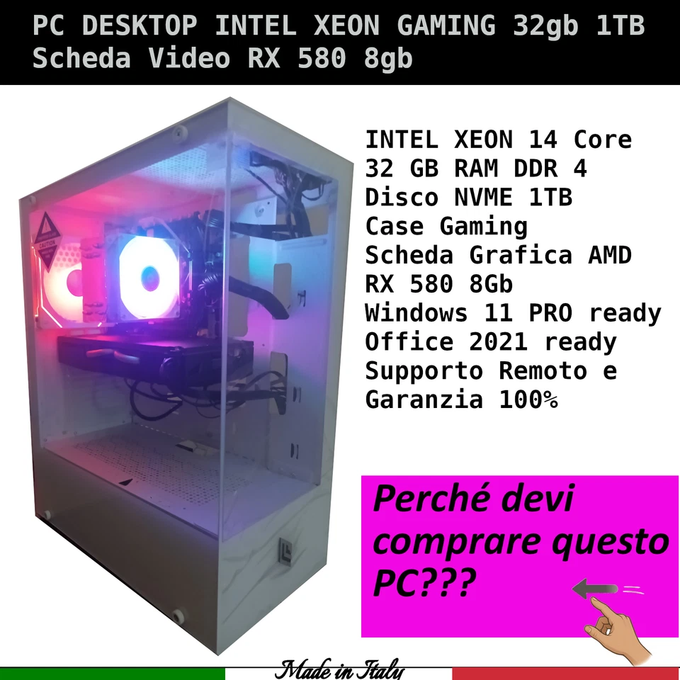 PC Desktop Gaming | Intel 14-Core | AMD 580 8GB | 32GB RAM | 1TB NVMe | Win 11 - Imagen 2 de 4