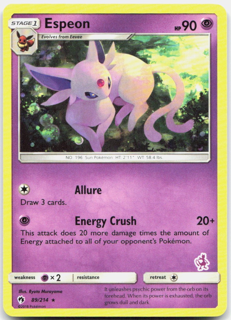 Pokemon TCG Espeon - 89/214 (Mewtwo Stamped) Battle Academy Promo 089/214