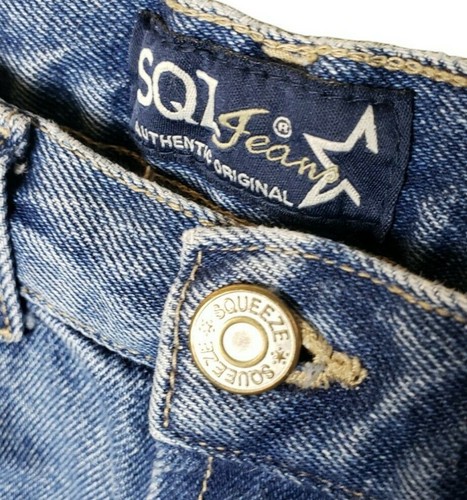 SQZ Jeans Kids Girls Size 8 Embroidered Heart Pockets Blue VTG Cotton Flare - Picture 5 of 5