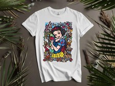 Disney Snow White And The Seven Dwarfs Stain Glasses White T-Shirt Size S-5XL