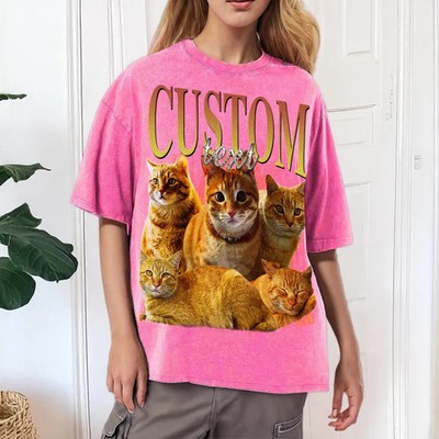 Custom Vintage Pet Photo Name Comfort Tee Personalized Dog Cat Lover