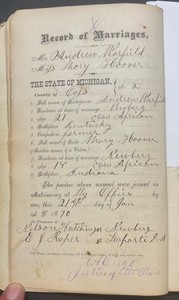 Antique 1869 Cass MICHIGAN Justice of Peace MARRIAGE RECORDS w AFRICAN AMERICANS