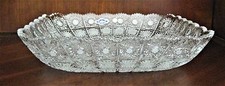 Bohemian Czech Crystal 11" Square Bowl Hand Cut Queen Lace 24 Lead Glass