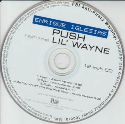 Enrique Iglesias: Push PROMO MUSIC AUDIO CD Lil' Wayne Do You Know Ping Pong 4tk